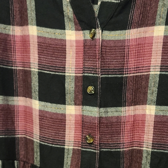 Time and Tru Plaid Long Sleeve Short Dress - Red and Black - Picture 5 of 6